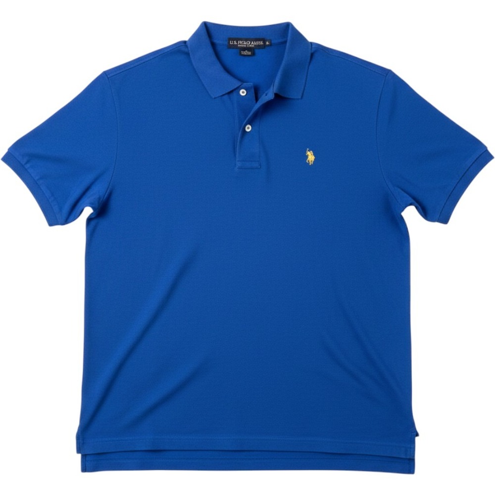 US Polo Assn Mens XL Blue Short Sleeve Cotton Pique Polo‎ Shirt